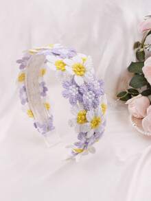1 buah Bando Bunga Daisy Warna-warni, Bando Serbaguna Gaya Pedesaan yang Segar - A - View 16