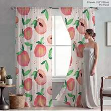 NOSBEI Cortinas transparentes em aquarela pêssego suave (2 peças/1 peça), tecido de poliéster com bolso para varão, filtragem de luz, decoração estética pastel de verão para quarto de bebê e sala de estar, 132 cm de largura x 213 cm de comprimento - Multicolorido - Ver 13