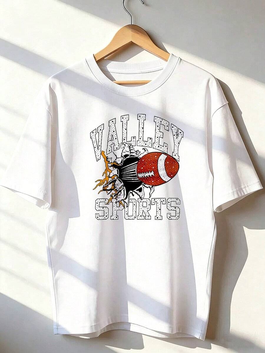 Retro Sporty Style Short Sleeve T-Shirt, Fashionable Short Sleeve T-Shirt For Spring And Summer 2026, Made In Mexico, 180 Grams. Cartoon Print, Couple Design, Suitable For Indoor Or Outdoor Wear. Crew Neck, Unisex, Ideal For Office And Leisure. One-Piece Pack. - WH-P631577SLNDXZGY426 - 查看 1