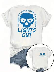 Camiseta de SimpieAndVersatileDesign con un estampado de la novela romántica oscura "Lights Out" (la segunda parte de la serie "Lords") - una camiseta de manga corta con cuello redondo para mujer, de corte holgado y suave, un artículo de moda imprescindible para la primavera y el verano, hecha de algodón. - Blanco - Ver 1