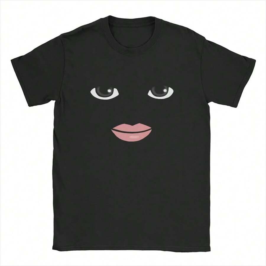 Round Neck Short Sleeve Clothing Summer Novelty Harajuku Streetwear Robot Robloxs Woman Face Game Tshirt Aesthetic Clothes - H10256-đen - Xem 1
