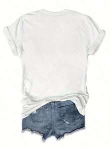 Camiseta de para mujer de talla grande con la inscripción Faith Love Hope |       Camiseta Casual de Manga Corta con Cuello Redondo, Ajuste Cómodo para Todas las Temporadas - Blanco - Ver 2