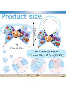 2/10PCS Ocean Wind Satin Fabric Pet Tie, Adjustable Decoration, Turtle/Dolphin/Clownfish/Whale/Slippers/Devil Fish/Fish Bones/Jellyfish Multiple Pattern Accessories Decoration Matching, Pet Decoration Supplies, Universal For Cats And Dogs, Cat And Dog Summer Travel Party Holiday Decoration Collar, Perfect Summer Pet Decoration Gift! - Multicolor - View 2