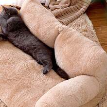 Sofá cama para mascotas, cálido, suave, cómodo, extraíble, lavable, con base antideslizante. Cama para gatos y perros. - Albaricoque - Ver 6