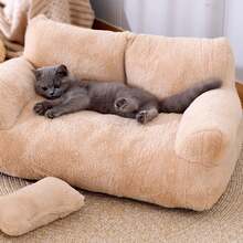 Sofá cama para mascotas, cálido, suave, cómodo, extraíble, lavable, con base antideslizante. Cama para gatos y perros. - Albaricoque - Ver 1