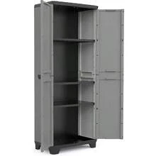 Mobiletto in plastica, alto, LxPxA: 68x39x173 cm, grigio/nero/rosso, incl.3 ripiani regolabili in altezza (max.La capacità di carico è di 15 kg. - Mobile alto - Visualizzare 4