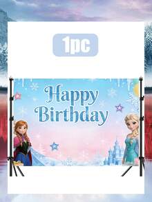 Disney 冰雪奇缘主题生日背景，梦幻般的阿伦黛尔主题横幅，打造难忘的庆祝活动，灵感源自这部深受喜爱的电影的奇幻世界。闪闪发光的雪花和标志性的冰雪城堡，搭配艾莎、安娜、雪宝和他们的朋友们，完美捕捉了阿伦黛尔的精髓，将任何空间都变成一个充满奇幻色彩的庆典。 - 背景 - 查看 6