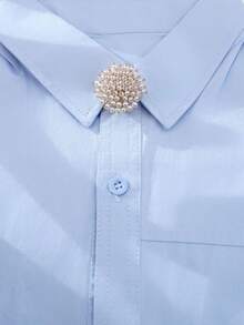 1pc/2pcs Button Cover, Suitable For Shirt DIY Craft Decoration, Sewing Cufflink, Crystal Button, Cufflink Clip, Luxury Button Cover, Holiday Gift - Baby's Breath - View 4