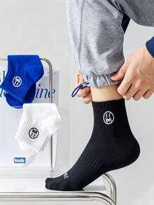 Men's Multi-Color Sports Socks, Moisture-Wicking, Odor-Resistant, Low-Cut Casual Short Socks, Preppy Style, Suitable For Spring And Autumn - Multicolor - View 3