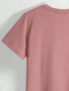 Nueva camiseta casual de mujer con cuello redondo y estampado de leopardo - Rosa 2 - Ver 3