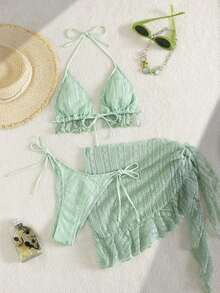 Swim Mod Set de 3 piezas de ropa de baño de verano para mujer - verde menta - Ver 4