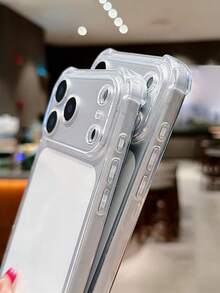 防震掛繩手機殼，適用於 iPhone 17 Pro Max 17 Pro 16 Pro Max 15 14 Pro Max 13 12 Pro 11，矽膠軟透明防摔相機保護背蓋 - 無色 - 查看 4