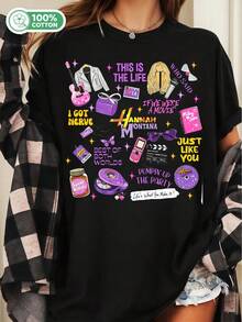 HHannah MMontana Iconic Elements Unisex Cotton T-Shirt  Nostalgic Graphic Streetwear Tee - Black - View 6