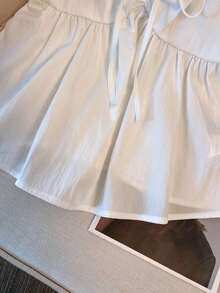 Blusa sin mangas de ajuste holgado con cintura anudada para mujer - Blanco - Ver 3
