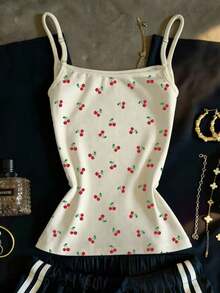 Camiseta de tirantes informal de verano con estampado de lunares - Albaricoque - Ver 2
