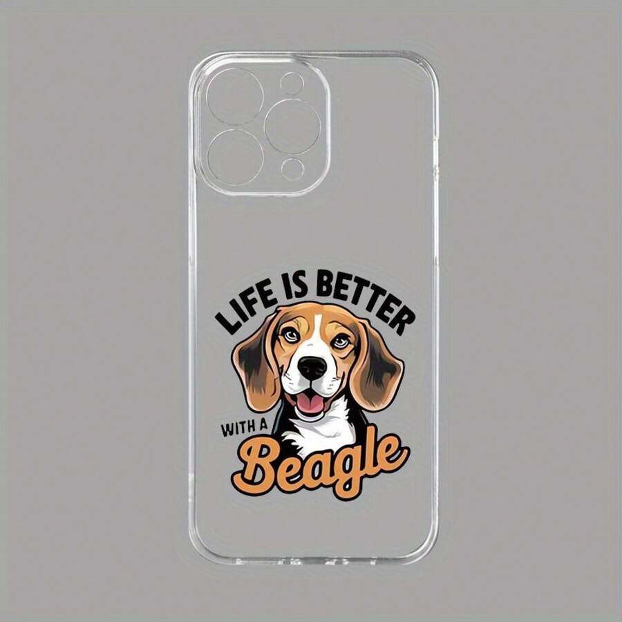 A Transparent Phone Case With A Beagle Dog Design Printed Using UV Technology, Suitable For Various Models, Including 16, 13, 12, 11 And 7/8. - 黑色 - 查看 1