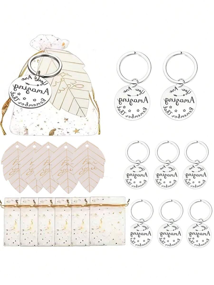 15pcs/1pc "You Are Amazing" Round Keychain Gift Set – Suitable For Wedding Favors, Birthday Parties, Themed Parties, Bachelor/Bachelorette Parties, Housewarming Parties, Vintage-Style Events, Bridal Showers, And More. - One Size Fits All - View 1
