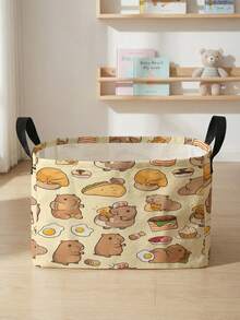 1pc Compartment Storage Box, Laundry Basket, Large Capacity Foldable With Patterned Print, Suitable For Nursery, Bedroom, Baby Clothes, Under Bed Storage, Toy Storage - Multicolor - View 11