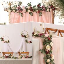 1 pieza Guirnalda artificial de rosas de 1,8 m con hojas verdes, decoración para habitación, fiesta, hogar, boda, cumpleaños, Navidad, arco de pared, flores rojas de primavera - Multicolor - Ver 3