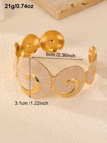 NAIZHU 1 buah Gelang Logam Lebar Geometris Berlebihan Gaya Eropa dan Amerika, Cocok untuk Pemakaian Sehari-hari, Jamuan Makan, dan Pesta - Emas - View 4