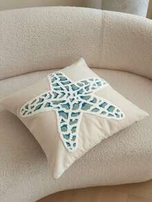 LCUHPCL 1pc 3D Embroidered Starfish Decorative Pillow Case, Ocean Style Home Decor Suitable For Living Room, Sofa, Etc. - Multicolor - View 10