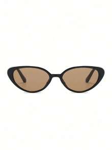 1 paire de lunettes de mode style décontracté œil de chat marron pour femmes et hommes, convient comme accessoire de plage, lunettes de vacances d'été pour femmes, lunettes de voyage en extérieur, convient pour les tenues de sortie, la rentrée scolaire - Thé noir - Voir 3