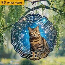 3D立体“星空下的猫咪”风铃,10英寸*10英寸,带旋转挂钩,360°旋转DIY创意风铃装饰,经典款式,无需电池即可旋转 - A - 查看 6