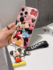 This Disney Mickey Mouse Lanyard Phone Case Is Fully Covered In TPU Material. It's Shockproof, Lightweight, And Compatible With IPhone17/16/11/13/15/15 Plus/15 Pro/15 Pro Max/12/14 Pro Max/11 Pro Max/12 Pro/12 Pro Max/13. This Phone Case Makes A Popular Birthday Gift Or Business Gift; It's Durable, Stain- And Fingerprint Resistant, And Suitable For Both Men And Women. The Set Also Includes A Mickey Mouse Phone Case And A Mickey Mouse Plush Bracelet. It's A Perfect Gift For Friends And Family. This Stylish Phone Case Is Fun, Lightweight, And Durable. IPhone17 Pro Max Phone Case, Minnie Mouse Phone Case. - trắng - Xem 2