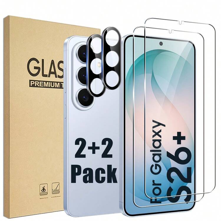 Bộ 4 miếng dán màn hình cường lực HD cho Galaxy S26/S26 Plus/S26 Ultra, hỗ trợ mở khóa bằng vân tay, hiệu ứng 3D trong suốt, bảo vệ ống kính. - Trong sáng - Xem 9