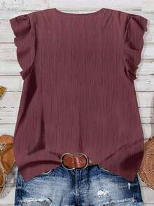 Camisa minimalista casual para mujer, adecuada para el verano - Rojo violeta - Ver 2