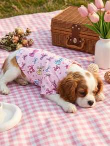 1pc Non-Stretchable Polyester Fabric Pet Shirt, Designed For Cats And Small Dogs. Suitable For Small And Medium Pets. Cat Supplies, Daily Dog Shirt, Summer Top, Small Dog Clothes. Not Suitable For Large Dogs. This Garment Runs Small, Recommend Ordering 1-2 Sizes Up From Your Usual Size. - Pink - View 6