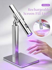 1 st silverfärgad handhållen nagellampa med skärmdisplay och stativ, 360° roterande multifunktionell hållare, värmelampa för nageltips med lampstativ - Silver - Visa 4