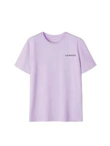 Nueva camiseta rosa de manga corta para mujer, con un estampado gráfico de pintura al óleo colorida y letras, sencilla y elegante.Adecuado para atuendos informales de vacaciones y primavera. - Parma - Ver 3