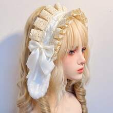 Kẹp tóc hình thỏ bông tai cụp, nơ ruy băng, phụ kiện tóc Lolita Cosplay dành cho nữ và bé gái, kiểu hầu gái. - Nhiều màu - Xem 4