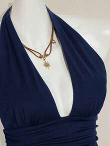 Top de tirantes sin espalda negro tipo babydoll para mujer, diseño de Halloween - Azul marino - Ver 9