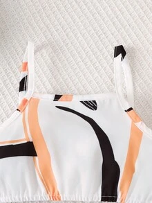 2 Stücke /Set Mädchen lässig bedrucktes Top und bedruckte Hose Sommer Mode Outfit - Weiss - View 3