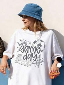 1 Football Match Day Jersey, 100% Cotton, Football Match Day Jersey, Gift For Mom, Suitable For Celebrations, Perfect For Running And Weekends. 100% Cotton Fabric, Birthday Gift For Mom, Dad, Friends, 180g 100% Cotton - 白色 - 查看 8