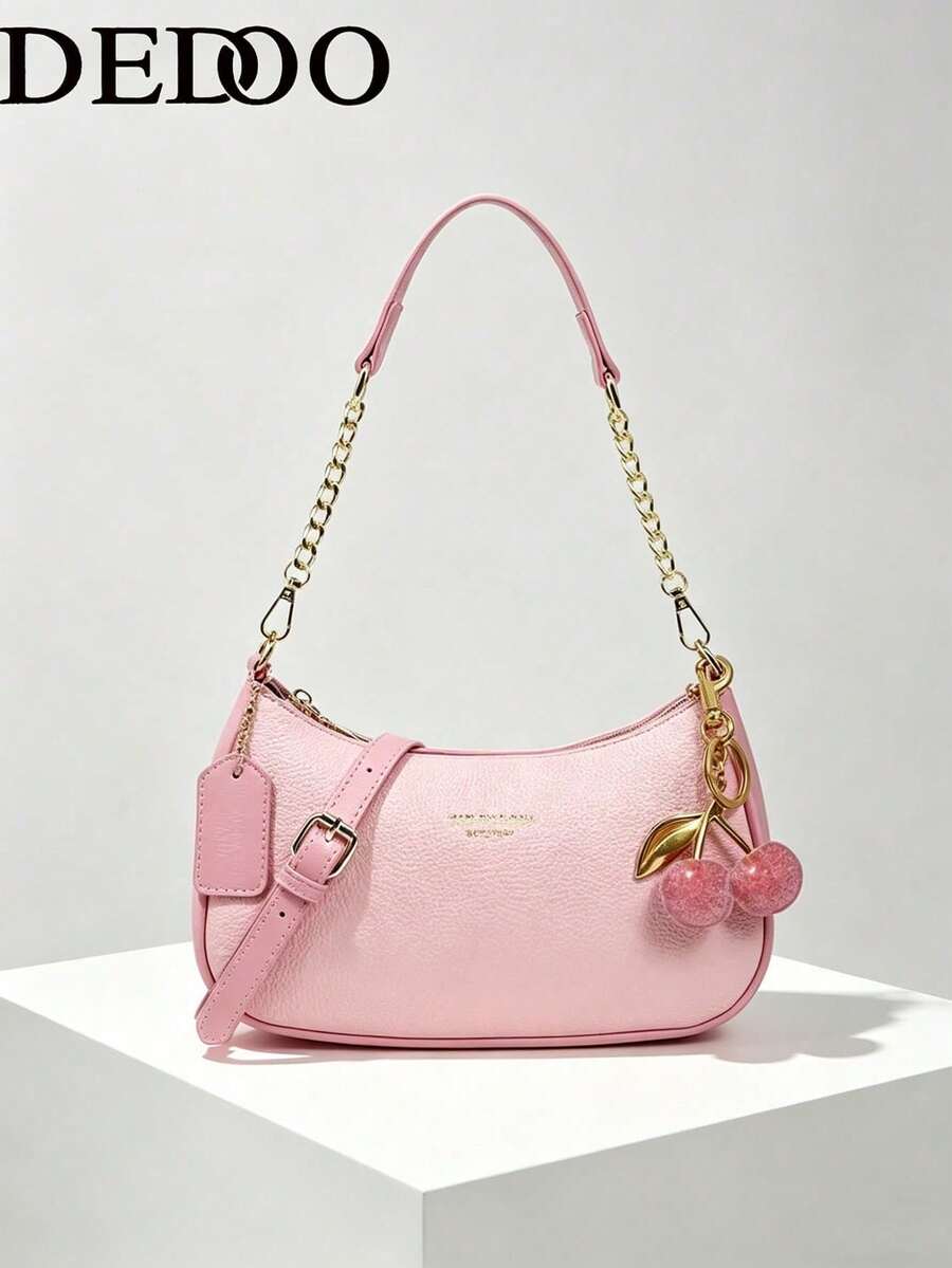 1pc 2026 New Arrival Premium Tory Classic Strawberry Cherry Retro Floral Handbag, Fashionable Portable Shoulder Bag