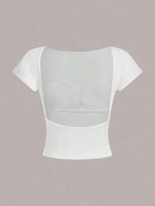 Camiseta corta con escote en la espalda, acolchada y ceñida, ideal para el verano - Blanco 2 - Ver 5