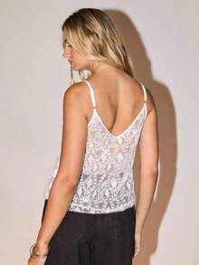 Camiseta de tirantes con lentejuelas en degradado naranja brillante - Albaricoque - Ver 2