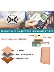 MIYIN 新款 RFID 防磁拉鍊護照夾 ID 卡夾票券收納夾 多功能護照錢包 大容量旅行文件收納包 家庭護照夾 時尚旅行錢包 飛機旅行包 海外旅行包 男女通用旅行錢包 護照包 沙灘度假包 夏季聖誕假期包 - 粉色 - 查看 11