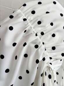 Camiseta de tirantes casual con estampado de lunares para mujer - Blanco y Negro - Ver 7