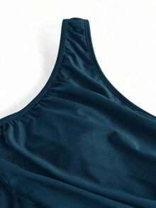 Swim Oasis Traje de baño de una pieza con panel de malla fruncida de unicolor y falda pareo - Agua verde azul 2 - Ver 4