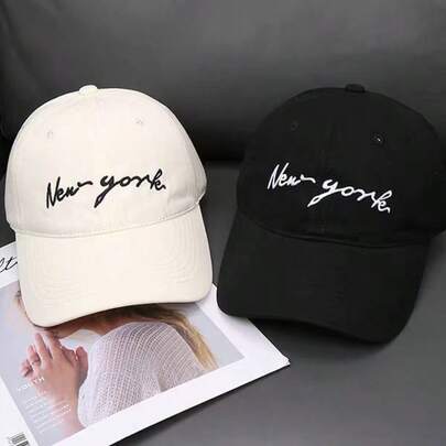 1pc Vintage Letter Casual Distressed Soft Top Baseball Cap, Comfortable Breathable Adjustable Size, UV Protection, Suitable For Necklace & Earring Sets, Graduation Gift, Beach Accessories, 2026 World Cup Wear, Outdoor Sports Or Travel, Summer, Beach, Vacation