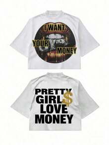 Camiseta Fly "I Want Your Money" Estilo Hip-Hop, 100% Algodón, Impresión a Doble Cara, Adecuada para Hombres y Mujeres, El Mejor Regalo para el Verano, Camiseta Casual de Manga Corta - Camisetas de Algodón Premium con Estampado Gráfico y Cuello Redondo - 365T - Blanco - Ver 12