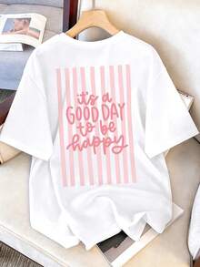 2026 Women's Sports Shirt With Maldives Ibis Flower Print, Pink, Casual, Sporty, Short-Sleeved, Crew Neck, For Summer Vacation, Women's Tops, Women's T-Shirts, Graphic T-Shirts F - White 10 - View 3