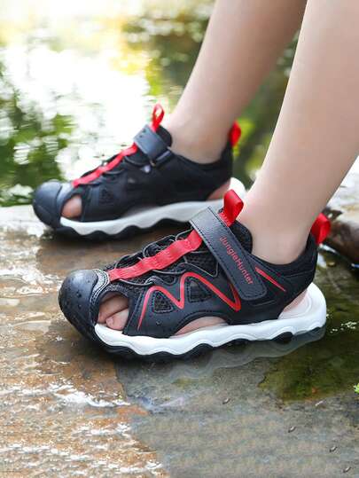 Boys' Toe-Covering Sandals, Children's Soft-Sole Durable Beach Shoes, Teenagers' Sports Sandals, Comfortable Footwear