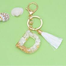 1pc White Tassel Crystal Letter Keychain - A - View 7