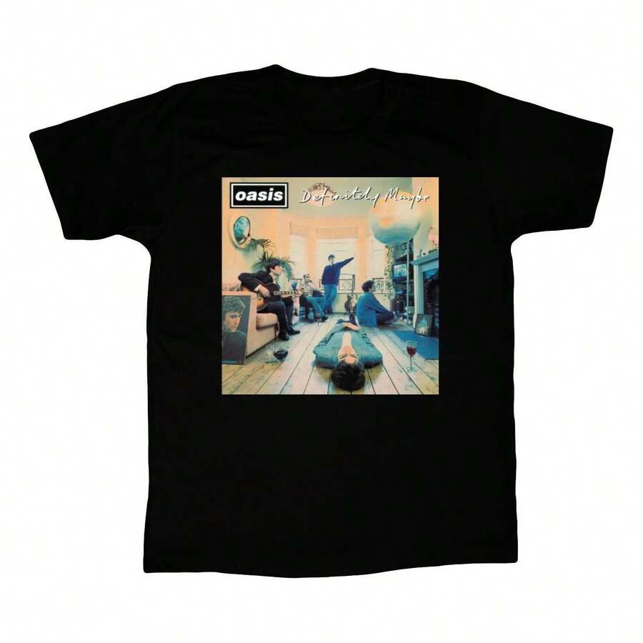 Camisetas Estampadas DTG Full HD Oasis Definitely Maybe Disco - Negro - Ver 1