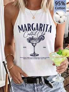 LUNE Camiseta de tirantes de cuello halter casual y cómoda para mujer, 95% algodón, adecuada para el verano - Blanco 4 - Ver 1